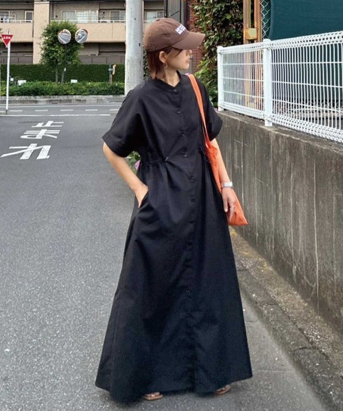 CORNERS(コーナーズ)の「【CORNERS by KR】ドローストリングシャツワンピース(シャツワンピース・レディース・ネイビー/ブラック×ホワイト/ブラック/サックスブルー・M/L)」の2枚目の写真