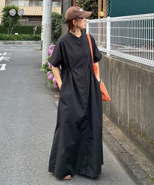 CORNERS(コーナーズ)の「【CORNERS by KR】ドローストリングシャツワンピース(シャツワンピース・レディース・ネイビー/ブラック×ホワイト/ブラック/サックスブルー・M/L)」の5枚目の写真