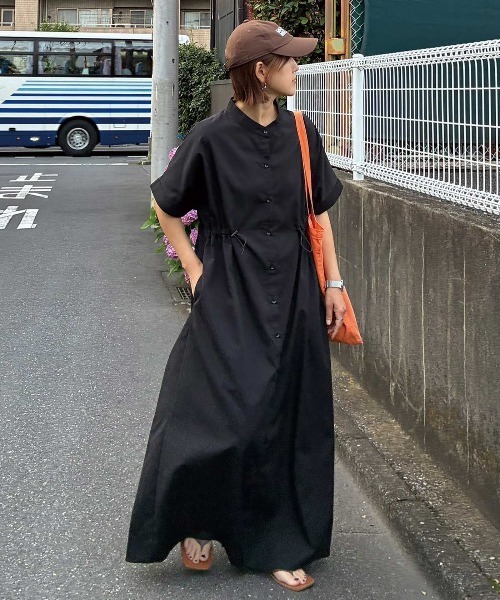 CORNERS(コーナーズ)の「【CORNERS by KR】ドローストリングシャツワンピース(シャツワンピース・レディース・ネイビー/ブラック×ホワイト/ブラック/サックスブルー・M/L)」の8枚目の写真