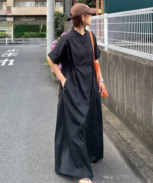 CORNERS(コーナーズ)の「【CORNERS by KR】ドローストリングシャツワンピース(シャツワンピース・レディース・ネイビー/ブラック×ホワイト/ブラック/サックスブルー・M/L)」の9枚目の写真