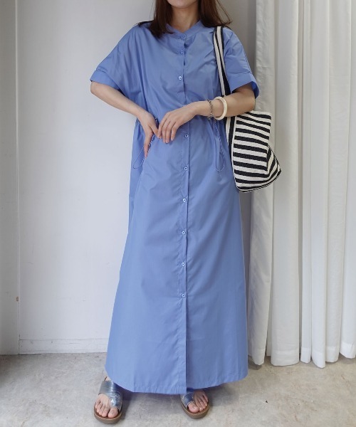 CORNERS(コーナーズ)の「【CORNERS by KR】ドローストリングシャツワンピース(シャツワンピース・レディース・ネイビー/ブラック×ホワイト/ブラック/サックスブルー・M/L)」の12枚目の写真
