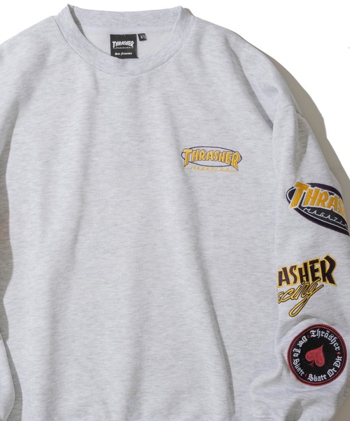 THRASHER(スラッシャー)の「【THRASHER / スラッシャー】裏起毛 ロゴ刺繍 スウェットプルオーバー(スウェット・メンズ・グレー/ブラック/グリーン・MEDIUM/X-LARGE/LARGE)」の1枚目の写真