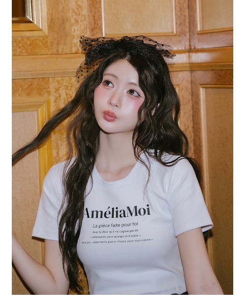 AmeliaMoi(アメリアモワ)の「AmeliaMoiクロップTシャツ(Tシャツ/カットソー・レディース・ブラック/ホワイト・FREE)」の3枚目の写真