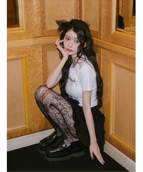AmeliaMoi(アメリアモワ)の「AmeliaMoiクロップTシャツ(Tシャツ/カットソー・レディース・ブラック/ホワイト・FREE)」の8枚目の写真