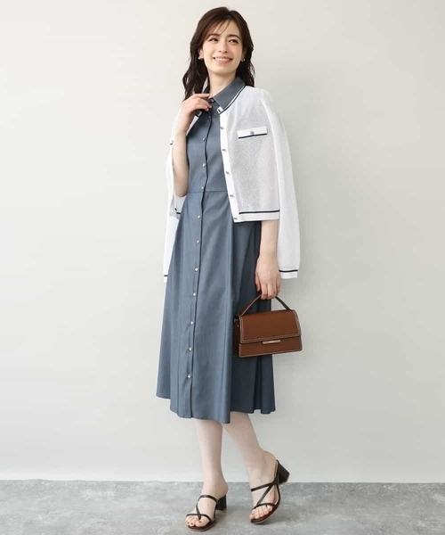 OFUON le MK(オフオンルエムケー)の「シャンブレーシャツワンピース/洗える/WEB限定(ワンピース・レディース・ネイビー/ブラウン・40/38/36)」の8枚目の写真