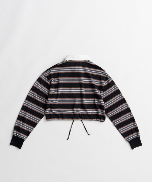 PRANK PROJECT(プランクプロジェクト)の「【2026Autumn Pre-Order】クロップドラグビーシャツ / Cropped Rugby Shirt(ポロシャツ・レディース・ブラック/ホワイト・FREE)」の4枚目の写真