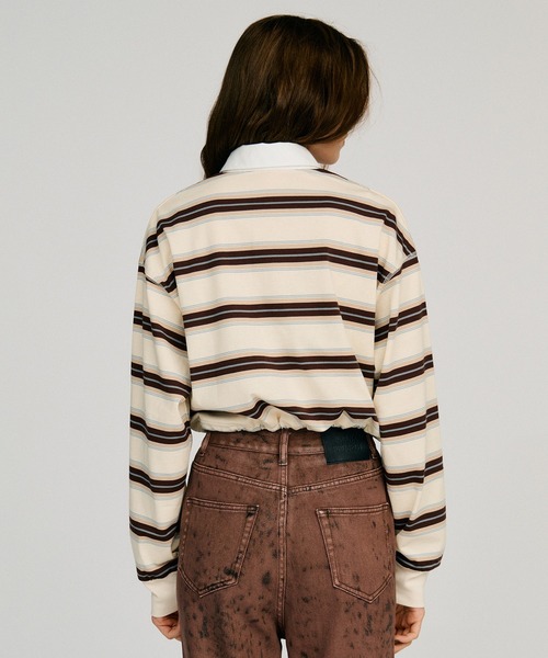 PRANK PROJECT(プランクプロジェクト)の「【2026Autumn Pre-Order】クロップドラグビーシャツ / Cropped Rugby Shirt(ポロシャツ・レディース・ブラック/ホワイト・FREE)」の13枚目の写真