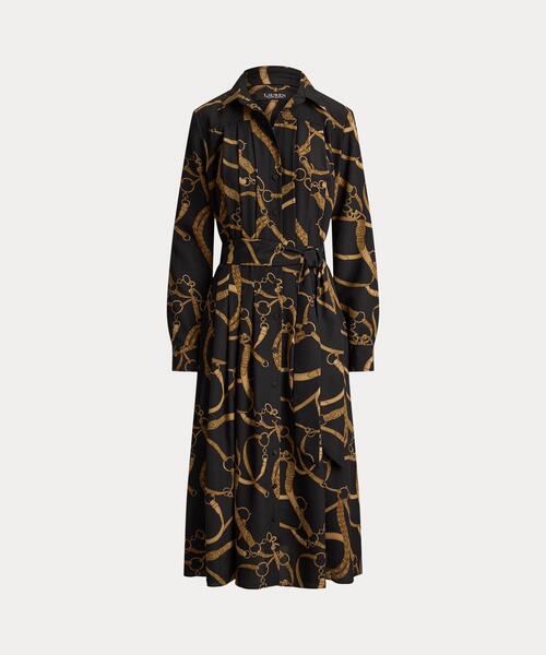 LAUREN RALPH LAUREN（ローレン ラルフ ローレン）の「ベルティングプリント プリーテッド クレープ シャツドレス（シャツワンピース・レディース・ブラック系1・2/0/4/6/8/10/00）」の2枚目の写真