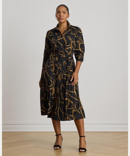 LAUREN RALPH LAUREN（ローレン ラルフ ローレン）の「ベルティングプリント プリーテッド クレープ シャツドレス（シャツワンピース・レディース・ブラック系1・2/0/4/6/8/10/00）」の7枚目の写真