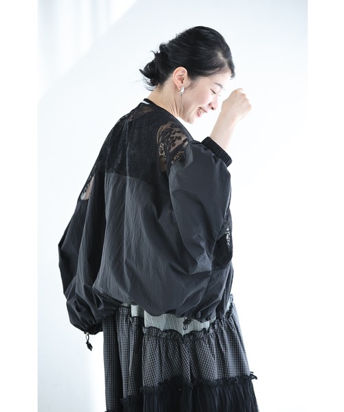 二の腕ぼかし レースブルゾン