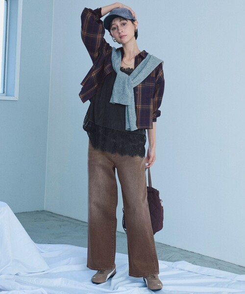 ANY(エニィ)の「【ANY DENIM】ワイドデニムパンツ(デニムパンツ・レディース・ダルブルー系/グレー系/ダークブラウン系・X-LARGE)」の6枚目の写真