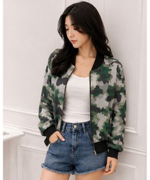 迷彩柄シアージップブルゾン