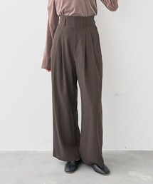 ［通勤・オフィス］ダブルタック ハイウエストパンツ【588219】