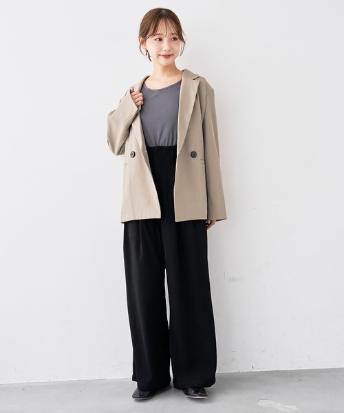 mil（ミル）の「［通勤・オフィス］ダブルタック ハイウエストパンツ【588219】（スラックス・レディース・ダークブラウン/モカ/ブラック・S-Short/S-Regular/M-Short/M-Regular）」の4枚目の写真