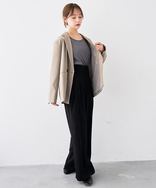 mil（ミル）の「［通勤・オフィス］ダブルタック ハイウエストパンツ【588219】（スラックス・レディース・ダークブラウン/モカ/ブラック・S-Short/S-Regular/M-Short/M-Regular）」の7枚目の写真