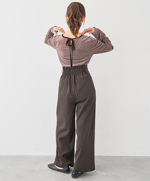 mil（ミル）の「［通勤・オフィス］ダブルタック ハイウエストパンツ【588219】（スラックス・レディース・ダークブラウン/モカ/ブラック・S-Short/S-Regular/M-Short/M-Regular）」の10枚目の写真