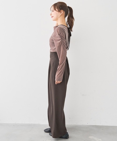 mil（ミル）の「［通勤・オフィス］ダブルタック ハイウエストパンツ【588219】（スラックス・レディース・ダークブラウン/モカ/ブラック・S-Short/S-Regular/M-Short/M-Regular）」の9枚目の写真