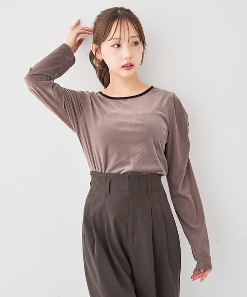 mil（ミル）の「［通勤・オフィス］ダブルタック ハイウエストパンツ【588219】（スラックス・レディース・ダークブラウン/モカ/ブラック・S-Short/S-Regular/M-Short/M-Regular）」の12枚目の写真