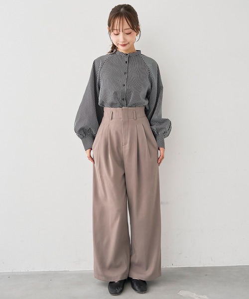 mil（ミル）の「［通勤・オフィス］ダブルタック ハイウエストパンツ【588219】（スラックス・レディース・ダークブラウン/モカ/ブラック・S-Short/S-Regular/M-Short/M-Regular）」の20枚目の写真
