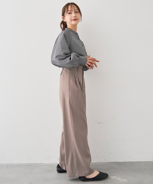 mil（ミル）の「［通勤・オフィス］ダブルタック ハイウエストパンツ【588219】（スラックス・レディース・ダークブラウン/モカ/ブラック・S-Short/S-Regular/M-Short/M-Regular）」の19枚目の写真