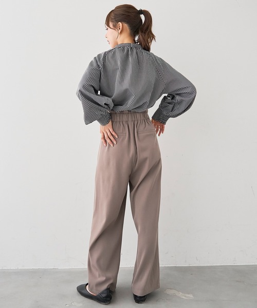 mil（ミル）の「［通勤・オフィス］ダブルタック ハイウエストパンツ【588219】（スラックス・レディース・ダークブラウン/モカ/ブラック・S-Short/S-Regular/M-Short/M-Regular）」の17枚目の写真
