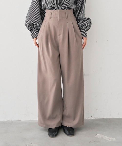 mil（ミル）の「［通勤・オフィス］ダブルタック ハイウエストパンツ【588219】（スラックス・レディース・ダークブラウン/モカ/ブラック・S-Short/S-Regular/M-Short/M-Regular）」の16枚目の写真