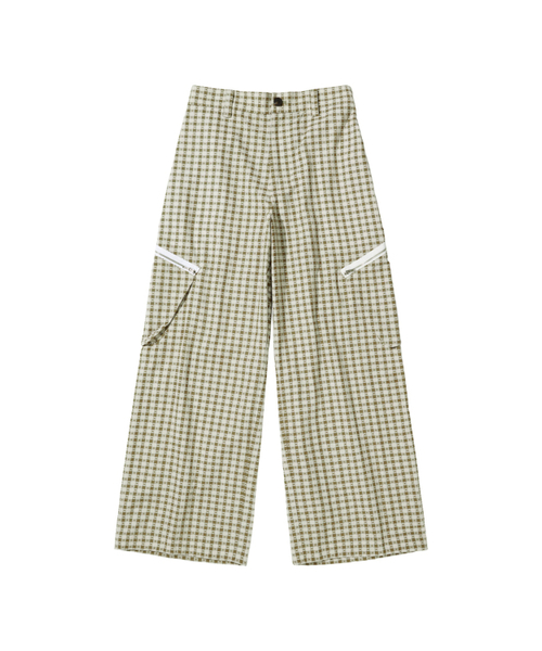 DEINET(ダイニット)の「DEINET CHECK CARGO STRING PANTS IN BEIGE(その他パンツ・レディース・その他・FREE)」の2枚目の写真