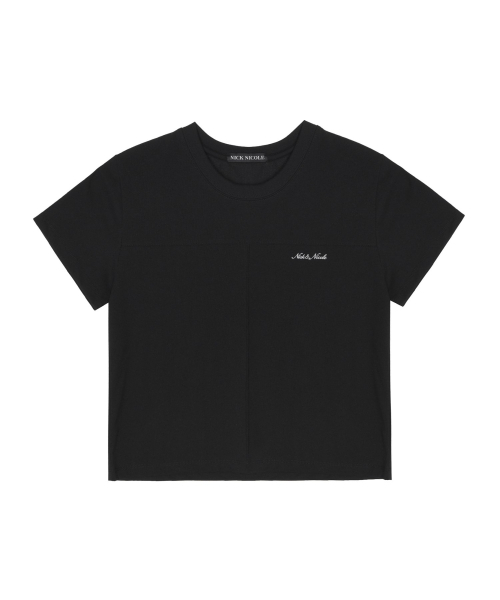 NICK&NICOLE(ニックアンドニコール)の「SEAM HALF TOP_BLACK(Tシャツ/カットソー・レディース・その他・FREE)」の1枚目の写真