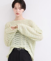透かし編みクルーネックプルオーバー