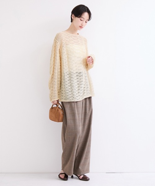 le cercle ADAM ET ROPE'(ルセルクルアダムエロペ)の「透かし編みクルーネックプルオーバー(Tシャツ/カットソー・レディース・ブラック/ベージュ/オフホワイト/グリーン系その他・FREE)」の10枚目の写真