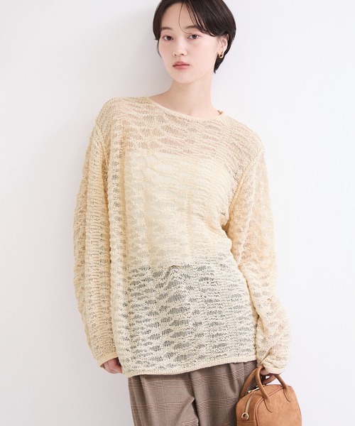 le cercle ADAM ET ROPE'(ルセルクルアダムエロペ)の「透かし編みクルーネックプルオーバー(Tシャツ/カットソー・レディース・ブラック/ベージュ/オフホワイト/グリーン系その他・FREE)」の16枚目の写真