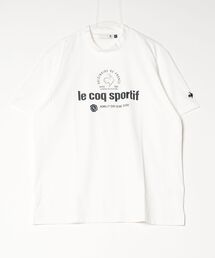 ルコックゴルフ　ラベルデザイン半袖モックネックシャツ