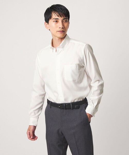 green label relaxing(グリーンレーベルリラクシング)の「エブリット コットンオックス ソリッド スナップ ボタンダウン シャツ -イージーアイロン-(ビジネスシャツ・メンズ・ホワイト/ベージュ/コバルトブルー・M/L/S/XL)」の1枚目の写真