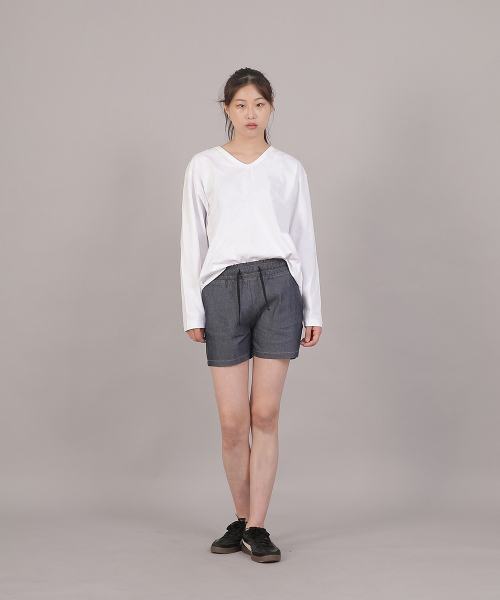 SAINTCREW(セントクルー)の「ポケットレスコットンショートパンツ CWS-390 デニムライトインディゴ(その他パンツ・レディース・その他・フリー)」の2枚目の写真