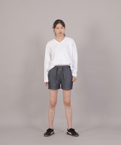 SAINTCREW(セントクルー)の「ポケットレスコットンショートパンツ CWS-390 デニムライトインディゴ(その他パンツ・レディース・その他・フリー)」の3枚目の写真