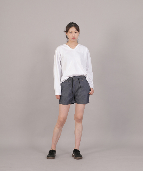 SAINTCREW(セントクルー)の「ポケットレスコットンショートパンツ CWS-390 デニムライトインディゴ(その他パンツ・レディース・その他・フリー)」の4枚目の写真