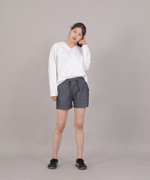 SAINTCREW(セントクルー)の「ポケットレスコットンショートパンツ CWS-390 デニムライトインディゴ(その他パンツ・レディース・その他・フリー)」の6枚目の写真