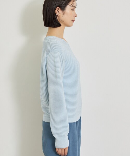 INDIVI(インディヴィ)の「【ウール混/体型カバー】ラメガーター編み Vネックニット(ニット/セーター・レディース・ライトブルー/ピンク/イエロー系その他/ライトグレー/オフホワイト/ネイビー・13/05/38/34/15 )」の7枚目の写真