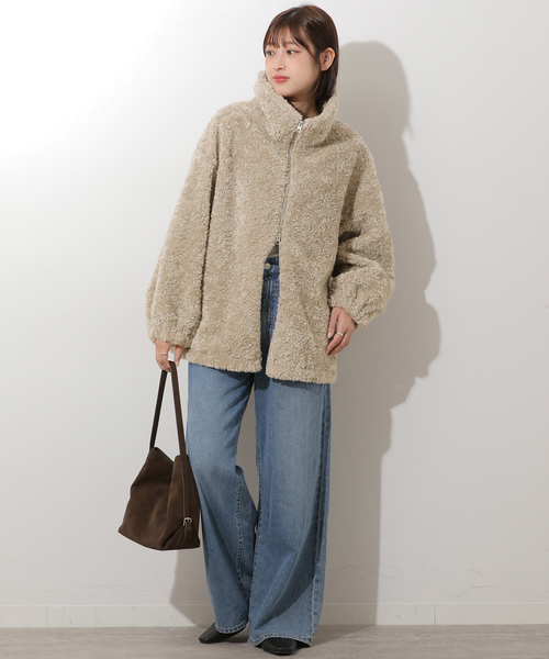JOURNAL STANDARD relume(ジャーナルスタンダード レリューム)の「カールファースタンドカラーブルゾン(その他アウター・レディース・チャコールグレー/ライトグレー・FREE)」の9枚目の写真