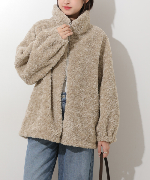 JOURNAL STANDARD relume(ジャーナルスタンダード レリューム)の「カールファースタンドカラーブルゾン(その他アウター・レディース・チャコールグレー/ライトグレー・FREE)」の12枚目の写真