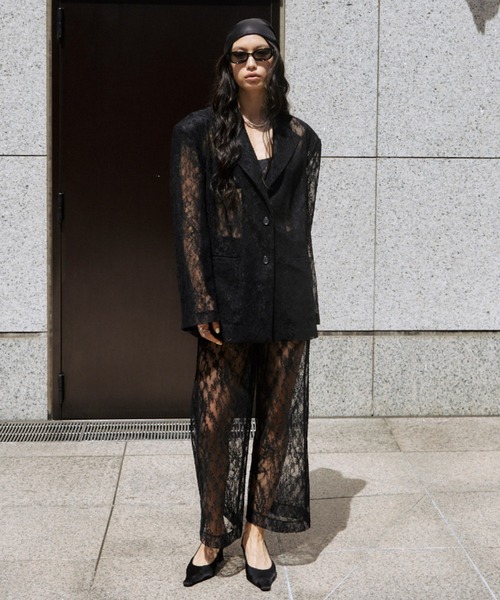 JOSE MOON（ジョゼムーン）の「LACE SINGLE JACKET/レースシングルジャケット（テーラードジャケット・レディース・ブラック/ホワイト・FREE）」の18枚目の写真
