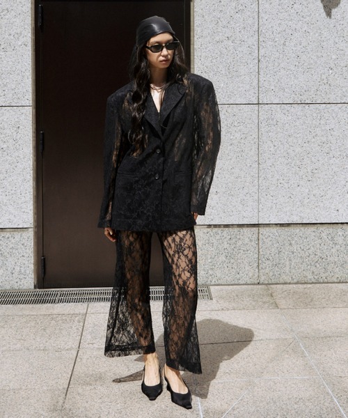JOSE MOON（ジョゼムーン）の「LACE SINGLE JACKET/レースシングルジャケット（テーラードジャケット・レディース・ブラック/ホワイト・FREE）」の19枚目の写真