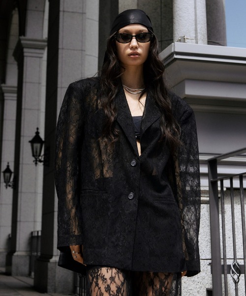 JOSE MOON（ジョゼムーン）の「LACE SINGLE JACKET/レースシングルジャケット（テーラードジャケット・レディース・ブラック/ホワイト・FREE）」の15枚目の写真
