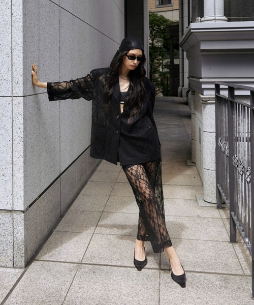 JOSE MOON（ジョゼムーン）の「LACE SINGLE JACKET/レースシングルジャケット（テーラードジャケット・レディース・ブラック/ホワイト・FREE）」の20枚目の写真