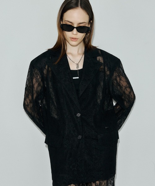 JOSE MOON（ジョゼムーン）の「LACE SINGLE JACKET/レースシングルジャケット（テーラードジャケット・レディース・ブラック/ホワイト・FREE）」の5枚目の写真