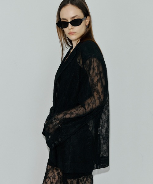 JOSE MOON（ジョゼムーン）の「LACE SINGLE JACKET/レースシングルジャケット（テーラードジャケット・レディース・ブラック/ホワイト・FREE）」の6枚目の写真