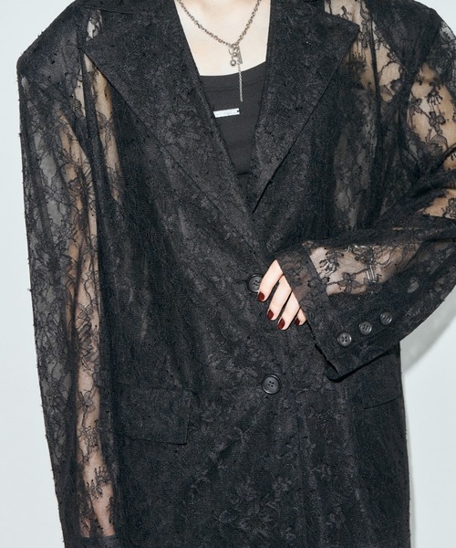 JOSE MOON（ジョゼムーン）の「LACE SINGLE JACKET/レースシングルジャケット（テーラードジャケット・レディース・ブラック/ホワイト・FREE）」の14枚目の写真