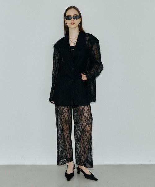 JOSE MOON（ジョゼムーン）の「LACE SINGLE JACKET/レースシングルジャケット（テーラードジャケット・レディース・ブラック/ホワイト・FREE）」の12枚目の写真