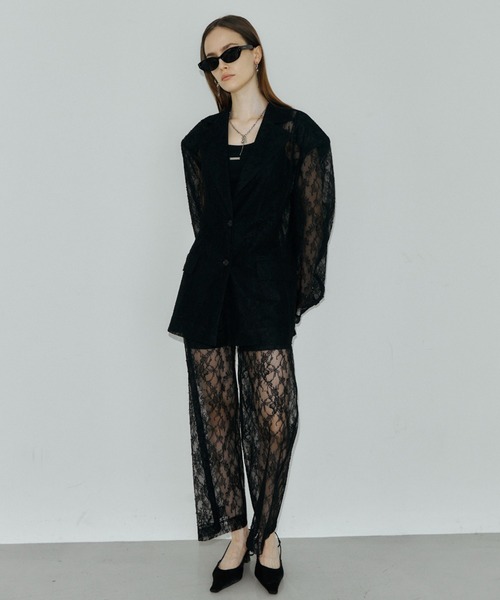 JOSE MOON（ジョゼムーン）の「LACE SINGLE JACKET/レースシングルジャケット（テーラードジャケット・レディース・ブラック/ホワイト・FREE）」の13枚目の写真