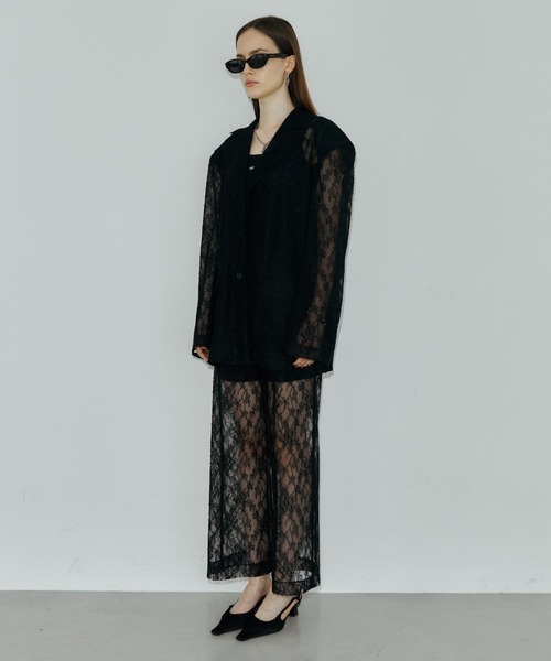 JOSE MOON（ジョゼムーン）の「LACE SINGLE JACKET/レースシングルジャケット（テーラードジャケット・レディース・ブラック/ホワイト・FREE）」の9枚目の写真